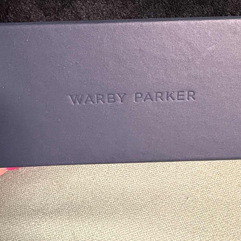 BNWT WARBY PARKER EMPTY NAVY BLUE EYEGLASSES BOX WITH LOGO CLEANING CLOTH - Picture 3 of 6